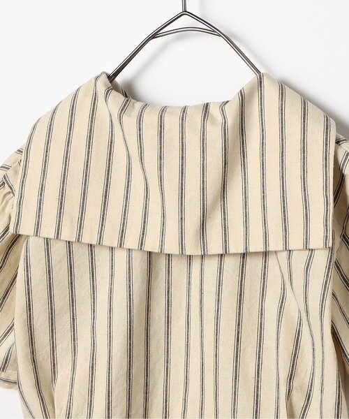 p.premier（ピードットプルミエ）の「セーラー衿の半袖クロップドシャツ（シャツ/ブラウス・キッズ・ブラウン/ストライプ/レッド・120/110/100/90/80/140/130）」の19枚目の写真