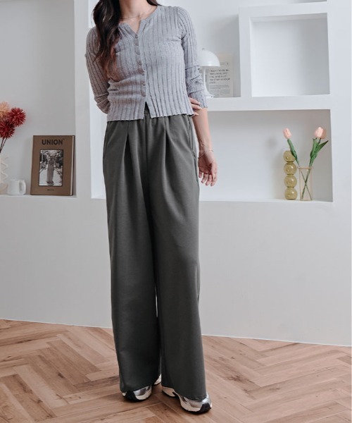kirakiraShop(キラキラショップ)の「ラフに穿けてきれい見え。イージー タック ワイドパンツ(その他パンツ・レディース・杢グレー/チャコールグレー/ブラック・FREE)」の11枚目の写真