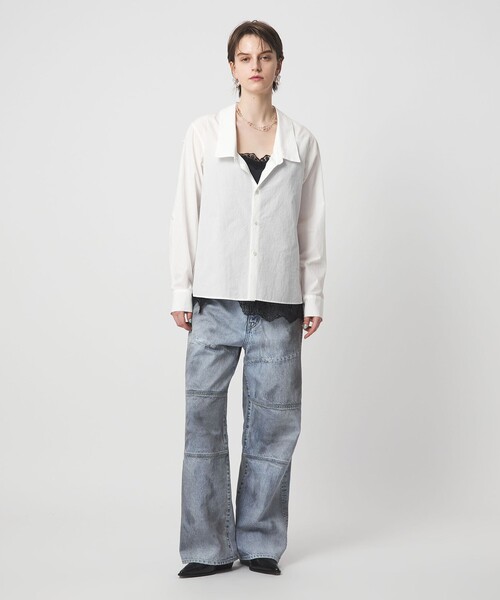 ASTRAET(アストラット)の「<ASTRAET>オープンカラーシャツ(シャツ/ブラウス・レディース・ダークグレー/ホワイト・FREE)」の6枚目の写真