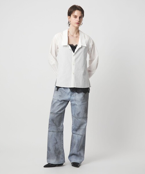 ASTRAET(アストラット)の「<ASTRAET>オープンカラーシャツ(シャツ/ブラウス・レディース・ダークグレー/ホワイト・FREE)」の7枚目の写真