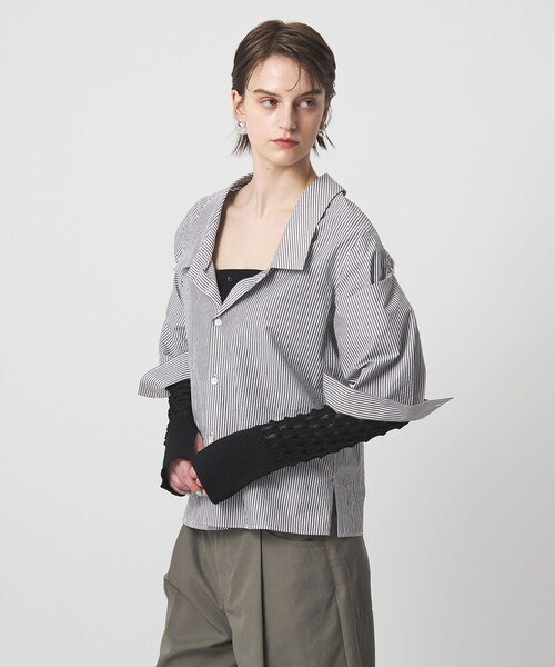 ASTRAET(アストラット)の「<ASTRAET>オープンカラーシャツ(シャツ/ブラウス・レディース・ダークグレー/ホワイト・FREE)」の9枚目の写真