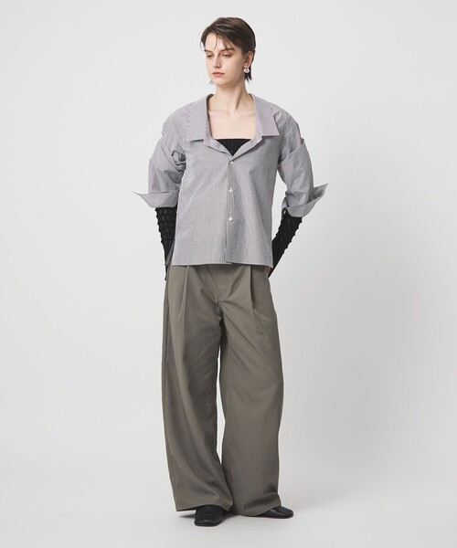 ASTRAET(アストラット)の「<ASTRAET>オープンカラーシャツ(シャツ/ブラウス・レディース・ダークグレー/ホワイト・FREE)」の10枚目の写真