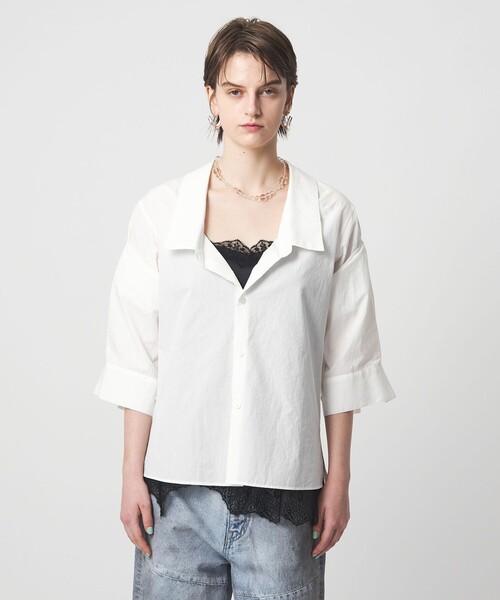 ASTRAET(アストラット)の「<ASTRAET>オープンカラーシャツ(シャツ/ブラウス・レディース・ダークグレー/ホワイト・FREE)」の12枚目の写真