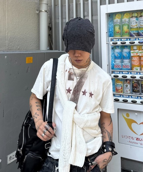 Never mind the XU(ネバーマインドザエックスユー)の「【Never mind the XU】damage 7 T-shirt / 【ネバーマインド ザ エックスユー】ダメージ7半袖Tシャツ(Tシャツ/カットソー・メンズ・ベージュ・M)」の2枚目の写真