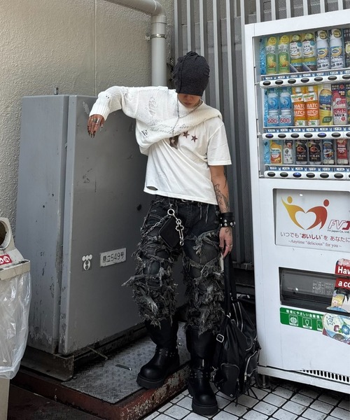Never mind the XU(ネバーマインドザエックスユー)の「【Never mind the XU】damage 7 T-shirt / 【ネバーマインド ザ エックスユー】ダメージ7半袖Tシャツ(Tシャツ/カットソー・メンズ・ベージュ・M)」の5枚目の写真