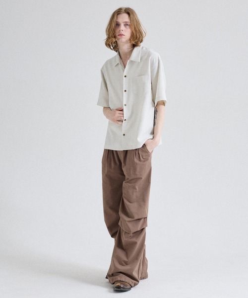 Parts Lab.（パーツラボ）の「【Parts Lab.】Summer Linen-like Short-sleeved Shirt / リネンライクサマー半袖シャツ（シャツ/ブラウス・メンズ・チャコールグレー/オフホワイト/ブラウン・L/M/S）」の13枚目の写真