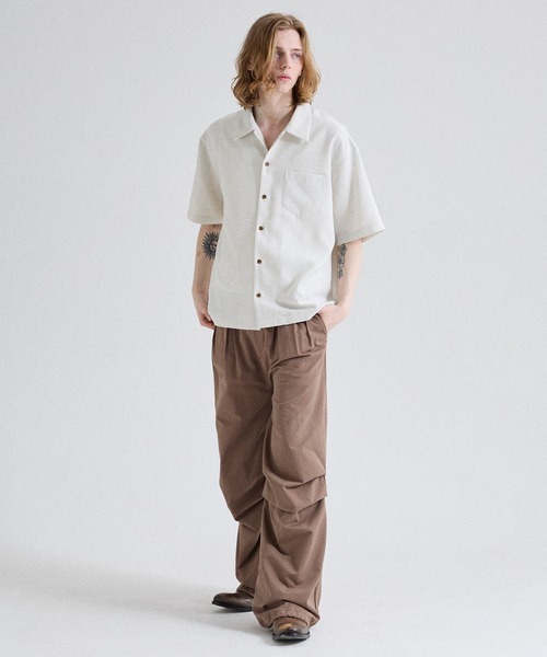 Parts Lab.（パーツラボ）の「【Parts Lab.】Summer Linen-like Short-sleeved Shirt / リネンライクサマー半袖シャツ（シャツ/ブラウス・メンズ・チャコールグレー/オフホワイト/ブラウン・L/M/S）」の14枚目の写真