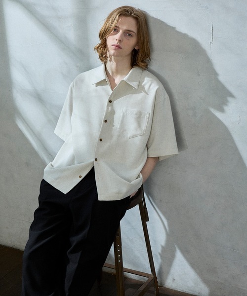 Parts Lab.（パーツラボ）の「【Parts Lab.】Summer Linen-like Short-sleeved Shirt / リネンライクサマー半袖シャツ（シャツ/ブラウス・メンズ・チャコールグレー/オフホワイト/ブラウン・L/M/S）」の18枚目の写真
