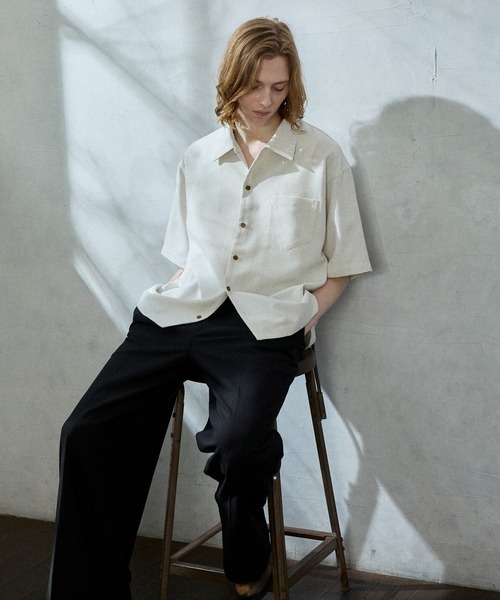 Parts Lab.（パーツラボ）の「【Parts Lab.】Summer Linen-like Short-sleeved Shirt / リネンライクサマー半袖シャツ（シャツ/ブラウス・メンズ・チャコールグレー/オフホワイト/ブラウン・L/M/S）」の20枚目の写真