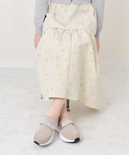 Bridget Birkin(ブリジットバーキン)の「【Bridget Birkin】ベルトストーンニットスニーカー(565012)(スニーカー・レディース・ブラック/ライトグレー/ベージュ・M/L/LL/S)」の4枚目の写真
