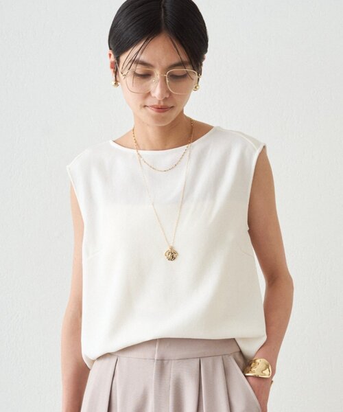 LOUNGEDRESS(ラウンジドレス)の「ダブルジョーゼットノースリブラウス 夏服(シャツ/ブラウス・レディース・オフホワイト/ブラック/ブラウン・FREE)」の10枚目の写真