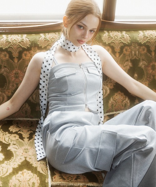 SPIRALGIRL(スパイラルガール)の「ダブルZIPキャミパンツセットアップ(セットアップ・レディース・グレー/ブラック/ベージュ・FREE)」の1枚目の写真