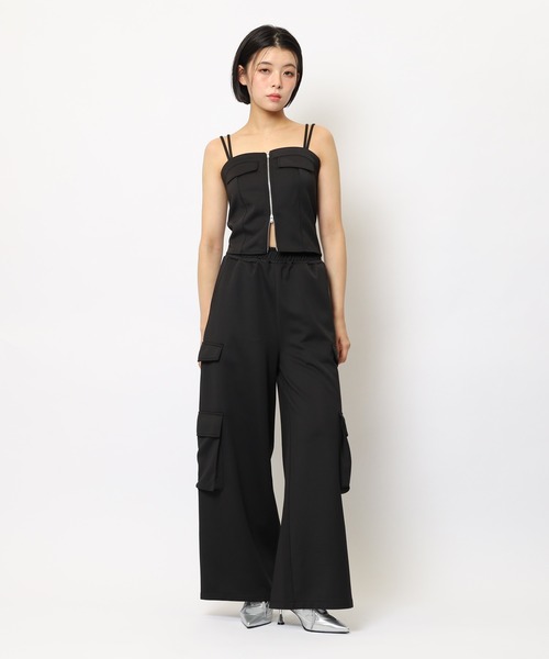 SPIRALGIRL(スパイラルガール)の「ダブルZIPキャミパンツセットアップ(セットアップ・レディース・グレー/ブラック/ベージュ・FREE)」の5枚目の写真