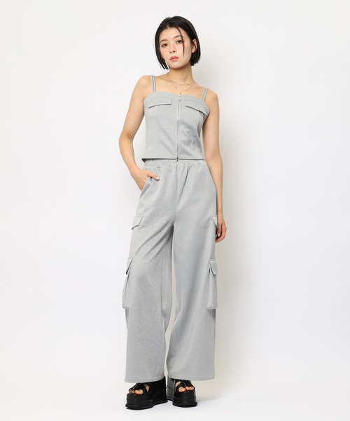 SPIRALGIRL(スパイラルガール)の「ダブルZIPキャミパンツセットアップ(セットアップ・レディース・グレー/ブラック/ベージュ・FREE)」の6枚目の写真