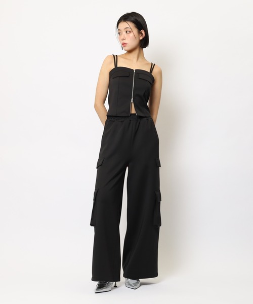 SPIRALGIRL(スパイラルガール)の「ダブルZIPキャミパンツセットアップ(セットアップ・レディース・グレー/ブラック/ベージュ・FREE)」の5枚目の写真