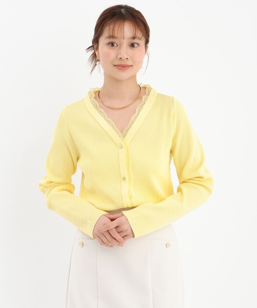 Andemiu（アンデミュウ）の「Vネックレースカーディガン656641（ニット/セーター・レディース・オフホワイト/イエロー/グレー/ブラック・FREE）」の20枚目の写真