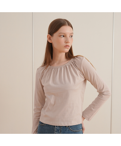 PAUL&ALICE（ポール&アリス）の「ネックシャーリングTシャツ / 4カラー（Tシャツ/カットソー・レディース・ホワイト/ライトグレー/ブラック/ピンク・FREE）」の4枚目の写真