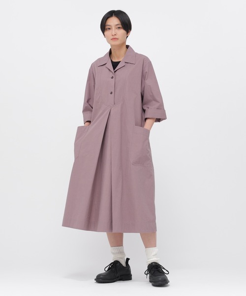 MHL.（エムエイチエル）の「WASHED COTTON POPLIN（ワンピース・レディース・ダークブラウン/ローズ・2/1）」の2枚目の写真