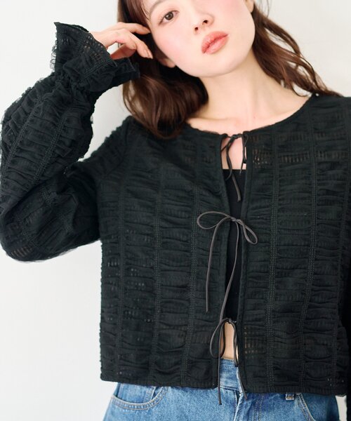 Kastane（カスタネ）の「チュールリボンブラウス（シャツ/ブラウス・レディース・アイボリー/ブラック・FREE）」の7枚目の写真