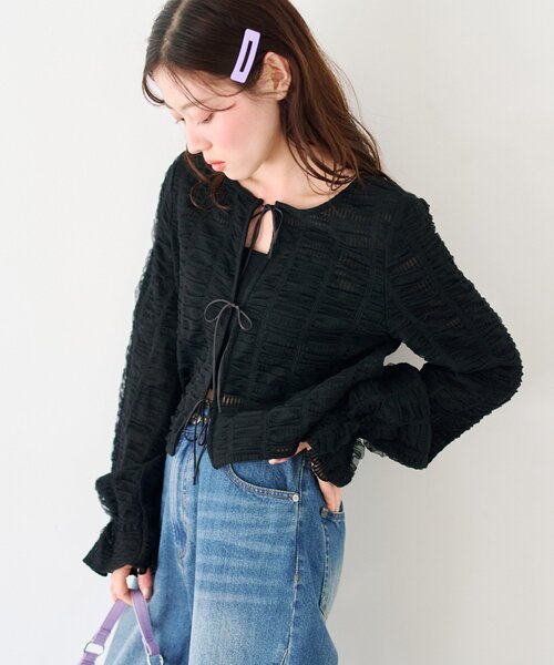 Kastane（カスタネ）の「チュールリボンブラウス（シャツ/ブラウス・レディース・アイボリー/ブラック・FREE）」の8枚目の写真