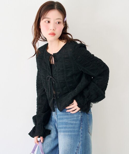 Kastane（カスタネ）の「チュールリボンブラウス（シャツ/ブラウス・レディース・アイボリー/ブラック・FREE）」の10枚目の写真