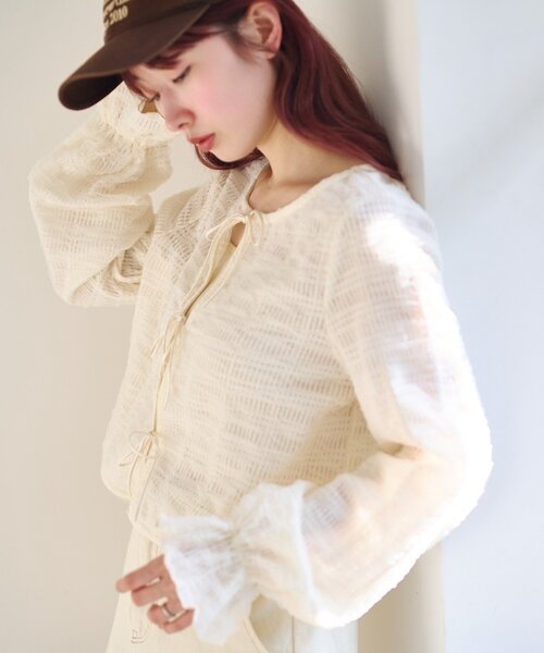 Kastane（カスタネ）の「チュールリボンブラウス（シャツ/ブラウス・レディース・アイボリー/ブラック・FREE）」の16枚目の写真