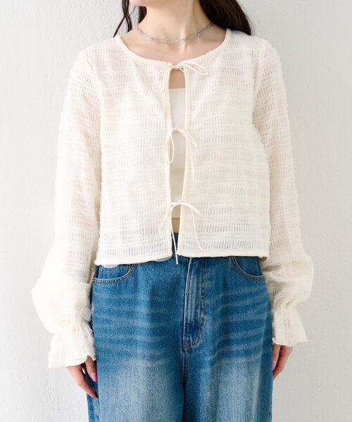 Kastane（カスタネ）の「チュールリボンブラウス（シャツ/ブラウス・レディース・アイボリー/ブラック・FREE）」の4枚目の写真