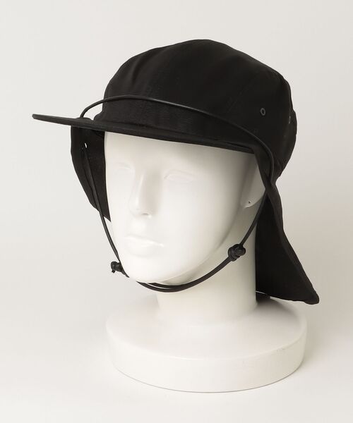 RACAL（ラカル）の「Cotton Grosgrain Sunshade Cap / コットングログランロングブリムサンシェードキャップ（キャップ・メンズ・ブラック/ベージュ・FREE）」の3枚目の写真