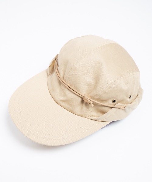 RACAL（ラカル）の「Cotton Grosgrain Sunshade Cap / コットングログランロングブリムサンシェードキャップ（キャップ・メンズ・ブラック/ベージュ・FREE）」の13枚目の写真