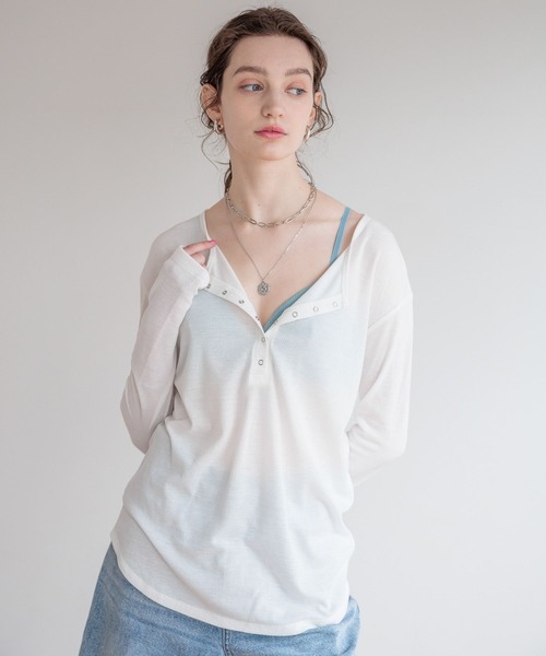 bijorie（ビジュリィ）の「【bijorie】ヘンリーネック長袖シアートップス（Tシャツ/カットソー・レディース・ブラウン/チャコール/オフホワイト・FREE）」の17枚目の写真