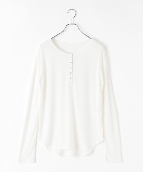 bijorie（ビジュリィ）の「【bijorie】ヘンリーネック長袖シアートップス（Tシャツ/カットソー・レディース・ブラウン/チャコール/オフホワイト・FREE）」の5枚目の写真