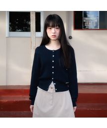 Cable Knit Basic Cardigan [Navy]