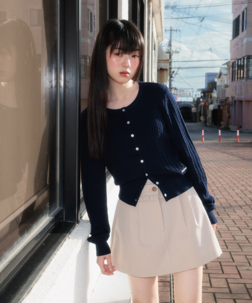 ROSEFRANTZ（ロゼフランツ）の「Cable Knit Basic Cardigan [Navy]（カーディガン/ボレロ・レディース・ネイビー・OS）」の8枚目の写真