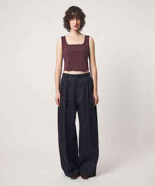 6(ロク)の「<6(ROKU)>コットン クロップド タンクトップ(タンクトップ・レディース・ブラック/ブラウン系・FREE)」の8枚目の写真