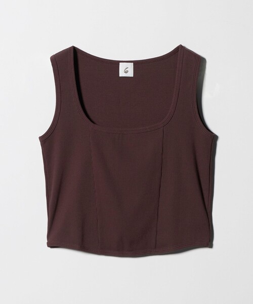 6(ロク)の「<6(ROKU)>コットン クロップド タンクトップ(タンクトップ・レディース・ブラック/ブラウン系・FREE)」の9枚目の写真