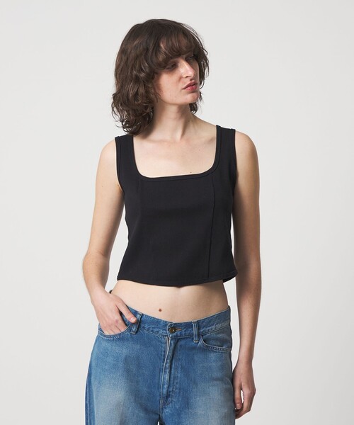 6(ロク)の「<6(ROKU)>コットン クロップド タンクトップ(タンクトップ・レディース・ブラック/ブラウン系・FREE)」の14枚目の写真