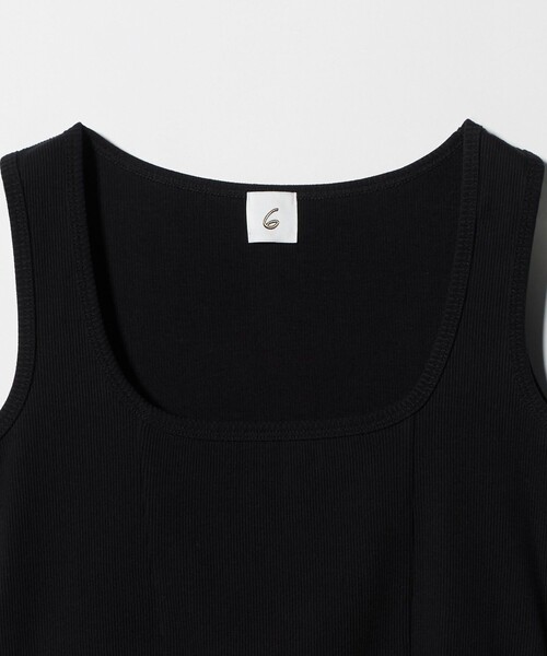 6(ロク)の「<6(ROKU)>コットン クロップド タンクトップ(タンクトップ・レディース・ブラック/ブラウン系・FREE)」の3枚目の写真