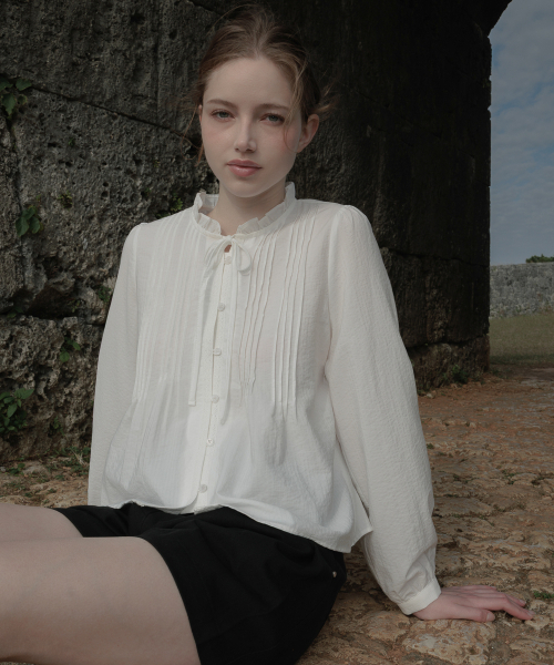 DEHEVE（デヘヴェ）の「Ribbon Ruffle Blouse [Ivory]（シャツ/ブラウス・レディース・アイボリー・FREE）」の6枚目の写真