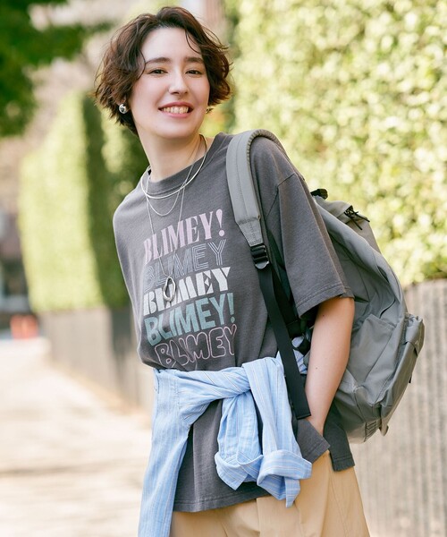 ANY(エニィ)の「ピグメントアソートロゴTシャツ(Tシャツ/カットソー・レディース・グリーン系1/グレー系/アイボリー系1/ベージュ系・F)」の1枚目の写真