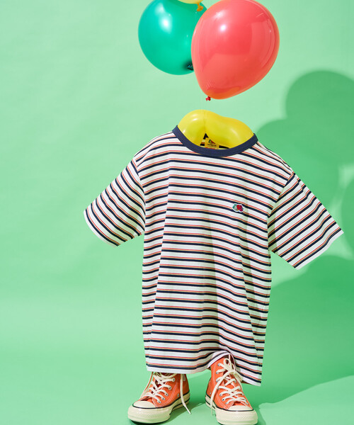 FREAK'S STORE（フリークスストア）の「＜新色追加＞FRUIT OF THE LOOM × FREAK'S STORE/フルーツオブザルーム 別注 ベーシック ボーダー半袖Tシャツ（Tシャツ/カットソー・レディース・オフホワイト/ピンク/サックスブルー/ブラック/レンガ・MEDIUM/SMALL）」の2枚目の写真