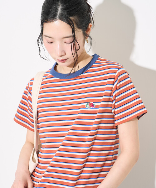 FREAK'S STORE（フリークスストア）の「＜新色追加＞FRUIT OF THE LOOM × FREAK'S STORE/フルーツオブザルーム 別注 ベーシック ボーダー半袖Tシャツ（Tシャツ/カットソー・レディース・オフホワイト/ピンク/サックスブルー/ブラック/レンガ・MEDIUM/SMALL）」の5枚目の写真