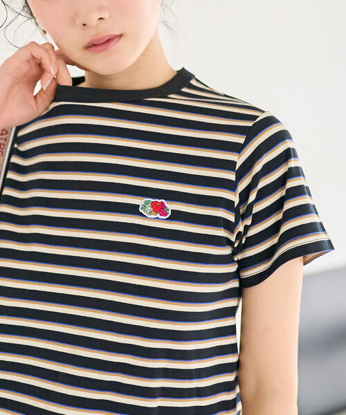 FREAK'S STORE（フリークスストア）の「＜新色追加＞FRUIT OF THE LOOM × FREAK'S STORE/フルーツオブザルーム 別注 ベーシック ボーダー半袖Tシャツ（Tシャツ/カットソー・レディース・オフホワイト/ピンク/サックスブルー/ブラック/レンガ・MEDIUM/SMALL）」の3枚目の写真