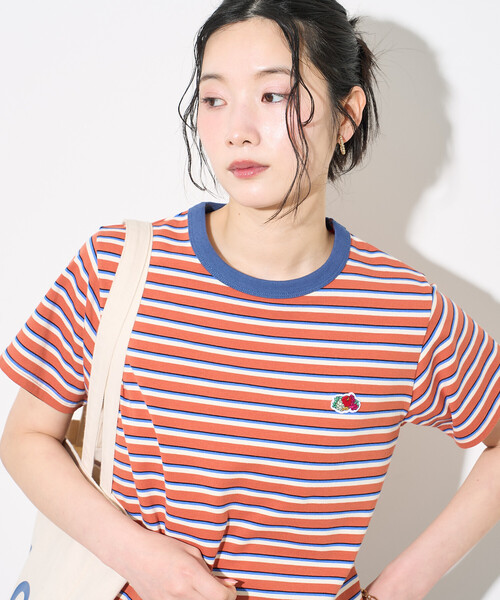 FREAK'S STORE（フリークスストア）の「＜新色追加＞FRUIT OF THE LOOM × FREAK'S STORE/フルーツオブザルーム 別注 ベーシック ボーダー半袖Tシャツ（Tシャツ/カットソー・レディース・オフホワイト/ピンク/サックスブルー/ブラック/レンガ・MEDIUM/SMALL）」の21枚目の写真