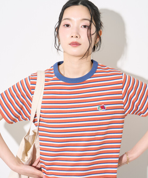 FREAK'S STORE（フリークスストア）の「＜新色追加＞FRUIT OF THE LOOM × FREAK'S STORE/フルーツオブザルーム 別注 ベーシック ボーダー半袖Tシャツ（Tシャツ/カットソー・レディース・オフホワイト/ピンク/サックスブルー/ブラック/レンガ・MEDIUM/SMALL）」の20枚目の写真