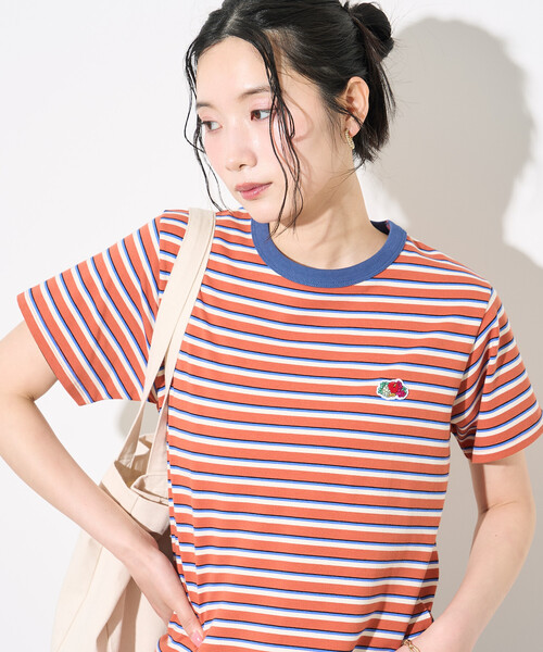 FREAK'S STORE（フリークスストア）の「＜新色追加＞FRUIT OF THE LOOM × FREAK'S STORE/フルーツオブザルーム 別注 ベーシック ボーダー半袖Tシャツ（Tシャツ/カットソー・レディース・オフホワイト/ピンク/サックスブルー/ブラック/レンガ・MEDIUM/SMALL）」の19枚目の写真