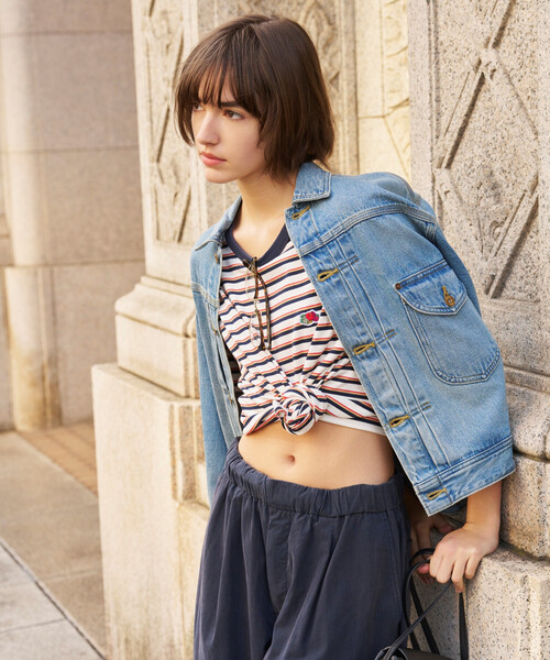 FREAK'S STORE（フリークスストア）の「＜新色追加＞FRUIT OF THE LOOM × FREAK'S STORE/フルーツオブザルーム 別注 ベーシック ボーダー半袖Tシャツ（Tシャツ/カットソー・レディース・オフホワイト/ピンク/サックスブルー/ブラック/レンガ・MEDIUM/SMALL）」の16枚目の写真