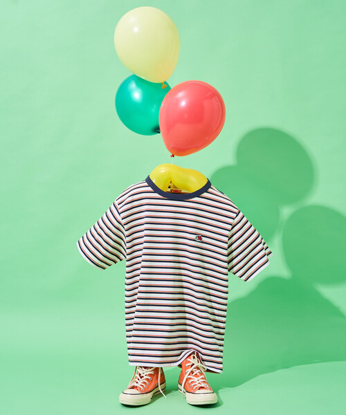 FREAK'S STORE（フリークスストア）の「＜新色追加＞FRUIT OF THE LOOM × FREAK'S STORE/フルーツオブザルーム 別注 ベーシック ボーダー半袖Tシャツ（Tシャツ/カットソー・レディース・オフホワイト/ピンク/サックスブルー/ブラック/レンガ・MEDIUM/SMALL）」の15枚目の写真