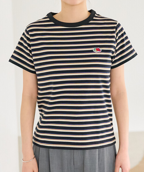 FREAK'S STORE（フリークスストア）の「＜新色追加＞FRUIT OF THE LOOM × FREAK'S STORE/フルーツオブザルーム 別注 ベーシック ボーダー半袖Tシャツ（Tシャツ/カットソー・レディース・オフホワイト/ピンク/サックスブルー/ブラック/レンガ・MEDIUM/SMALL）」の14枚目の写真