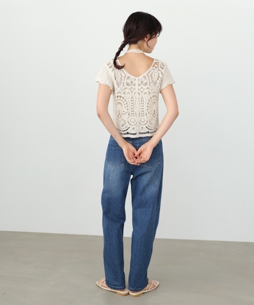 Bab(バブ)の「【羽織にもおすすめ】クロシェ半袖トップス/リボンセット(カーディガン/ボレロ・レディース・ホワイト系その他/ブラック・FREE)」の7枚目の写真