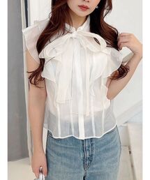 MERCURYDUO | オーガンジー配色メローブラウス(シャツ/ブラウス)